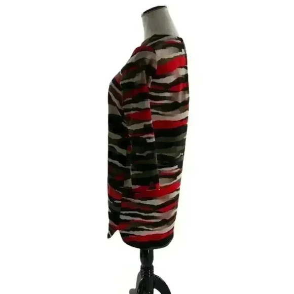 H&M Women's Multicolor Camouflage Long Sleeve Neck Sheath Midi Dress Size 8 - Picture 2 of 5